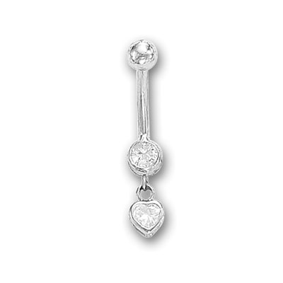 ... belly ring 14k white gold 14k gold dangle heart belly ring featuring a