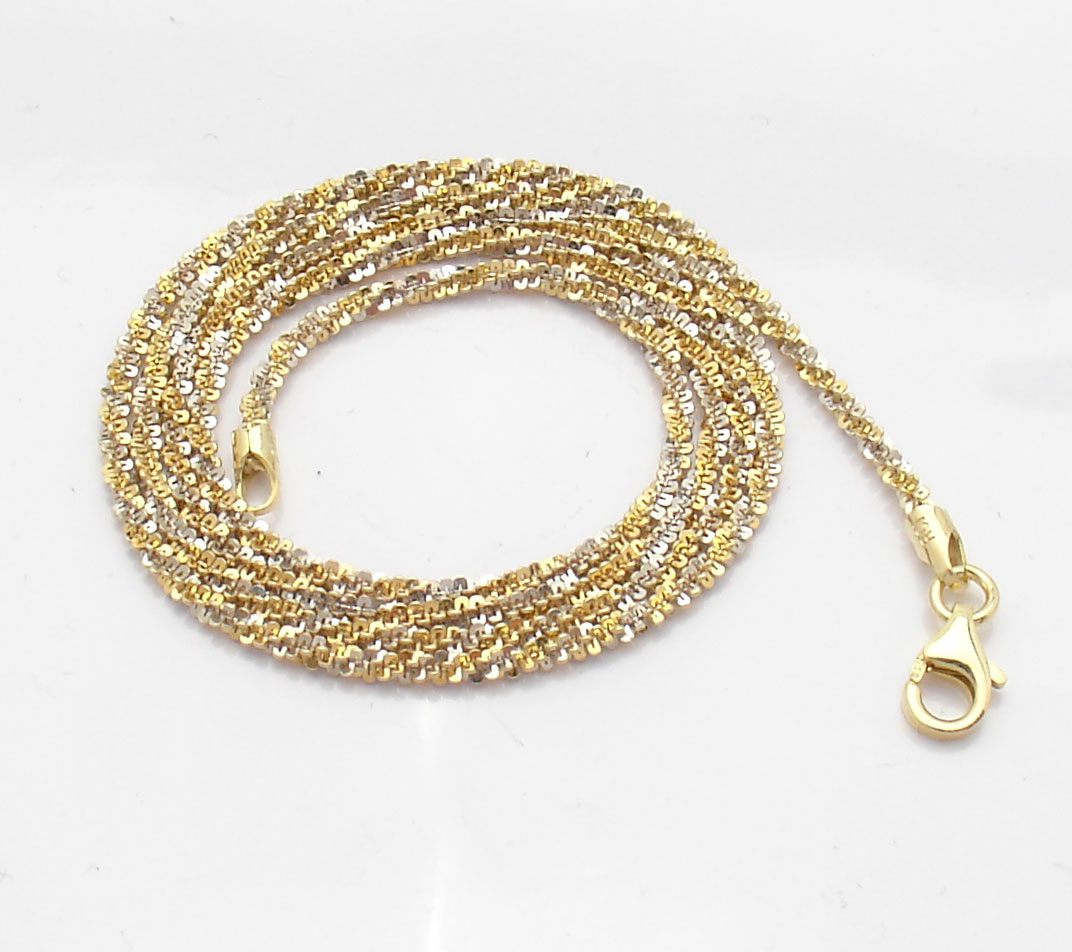 Technibond Sparkle Glitter Chain Necklace 14K Yellow White Gold Clad 925 Silver eBay