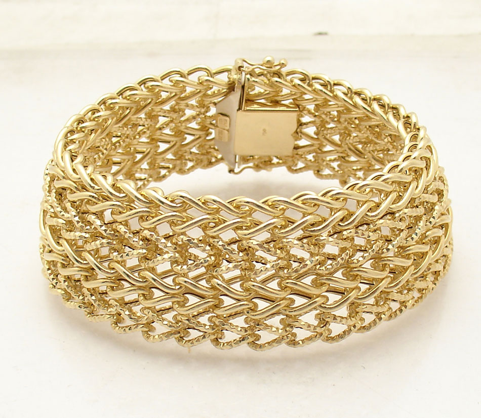 8 Italian Bold Mesh Woven Wide Bracelet Real 18k Yellow Gold 2770 