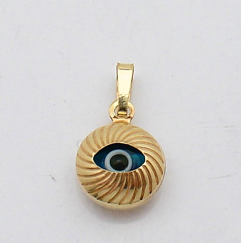 NEW 14k Yellow Gold 3D Evil Eye Charm Pendant  