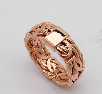 ALL POLISHED Byzantine Band Ring 14K Pink Rose Gold  