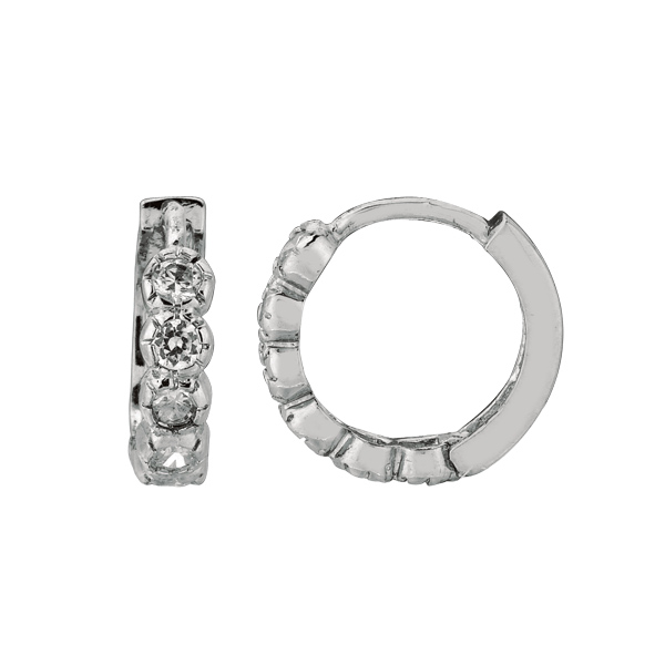 Diamonique CZ Small Bezel Huggie Hoop Earrings 925 Sterling Silver 1/2 