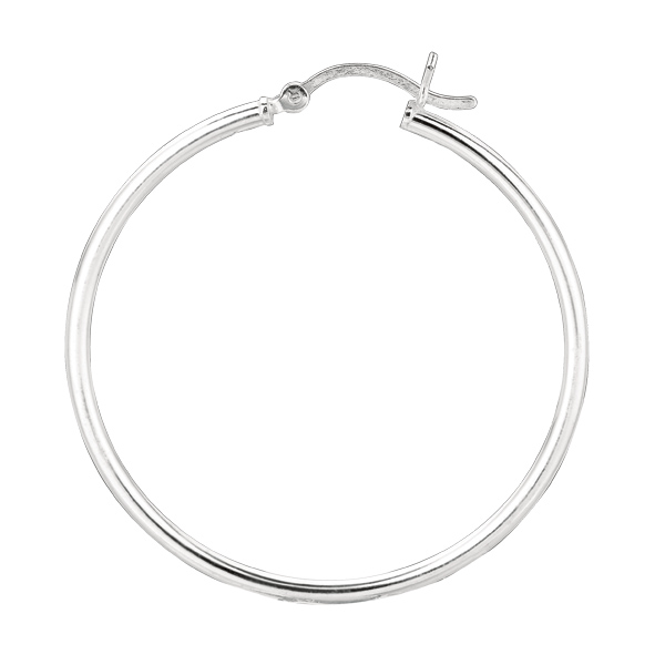 2mmX40mm Medium Plain Hoop Earrings Real 925 Sterling Silver 3.9gr 1 1 