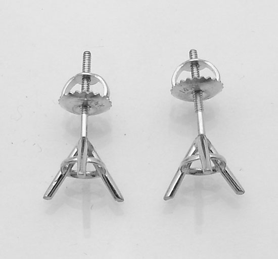 Martini Stud Earrings Settings Mountings 14K White Gold  