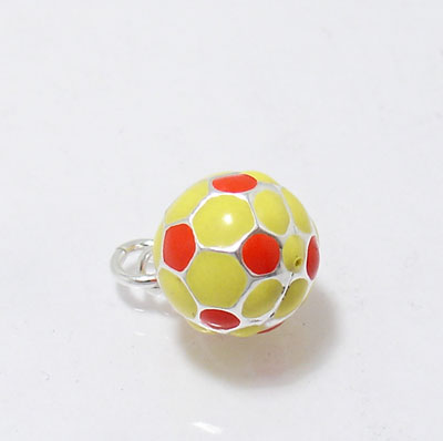 3D Galatasaray Enamel Soccer Ball Charm Pendant Silver  