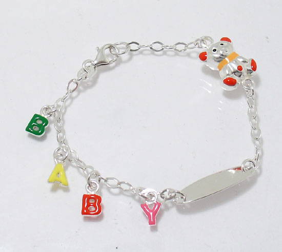 CUTE Childrens ID BABY Bracelet 925 Sterling Silver 6  