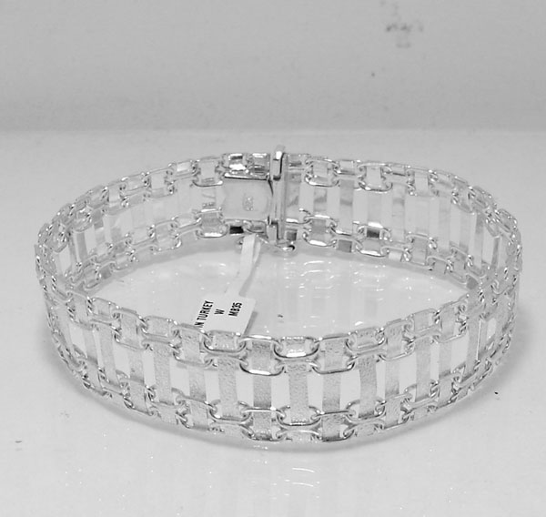 Bold Wide Tapestry Bracelet 925 Sterling Silver 8.25  