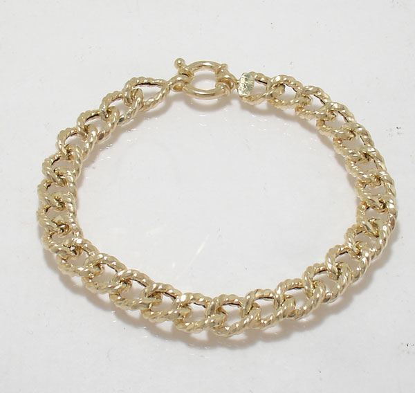 Textured Miami Cuban Bracelet 14K Yellow Gold ITALY 7  