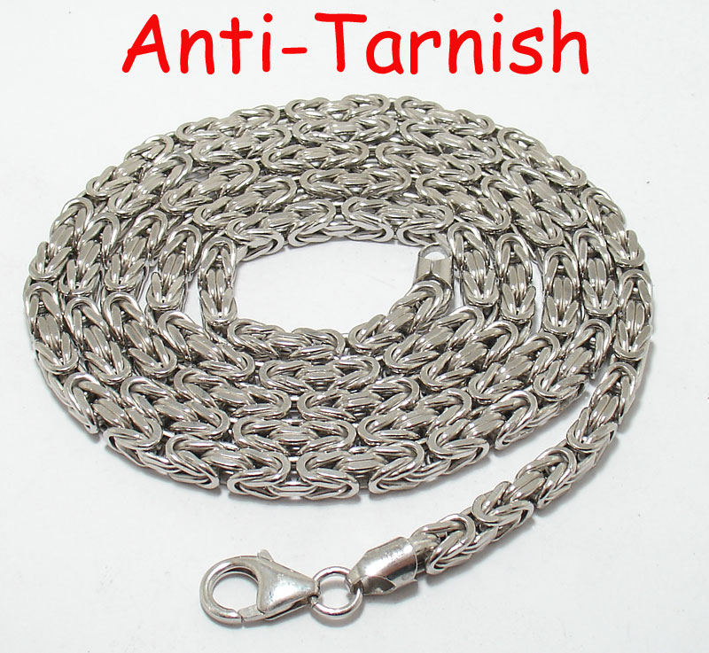 Solid 925 Sterling Silver 5mm Square Byzantine Chain Necklace