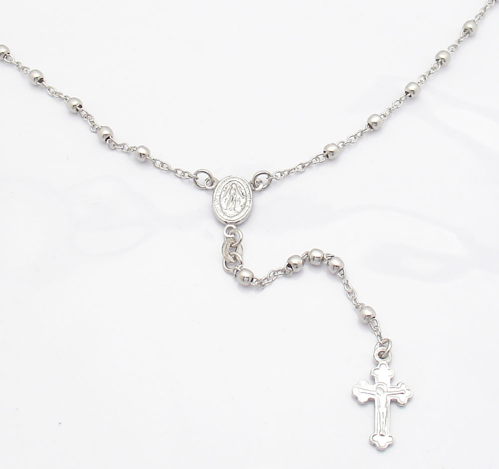 3mm Anti-Tarnish Solid Rosary Rosario Chain Necklace Real 925 Sterling ...