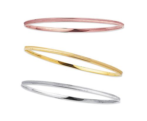 Stackable Satin Bangle 14K GOLD Yellow White Rose  