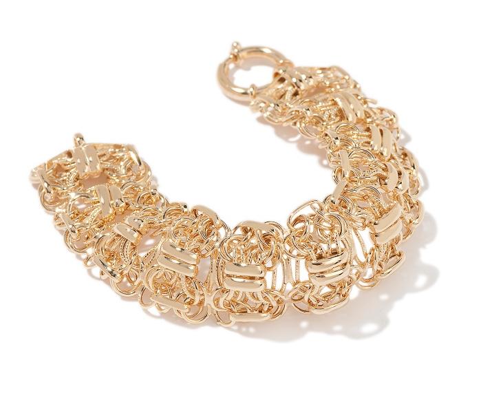 Technibond Bombe Woven Bracelet 14K Yellow Gold Silver  