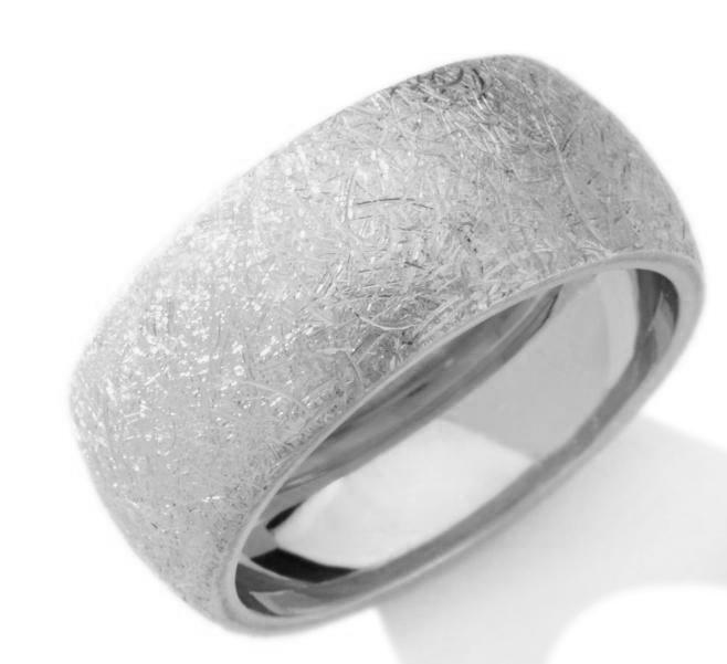 Technibond Brushed Band Ring Silver Platinum Clad 8mm  
