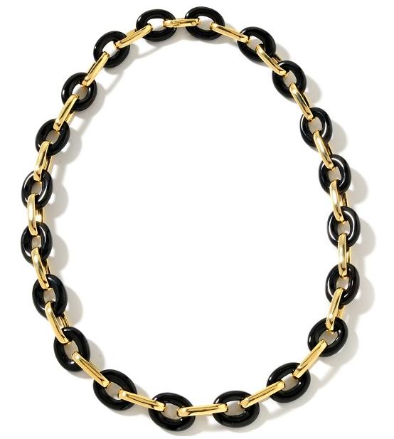 Technibond Bold Black Onyx Necklace 14K Gold Silver   