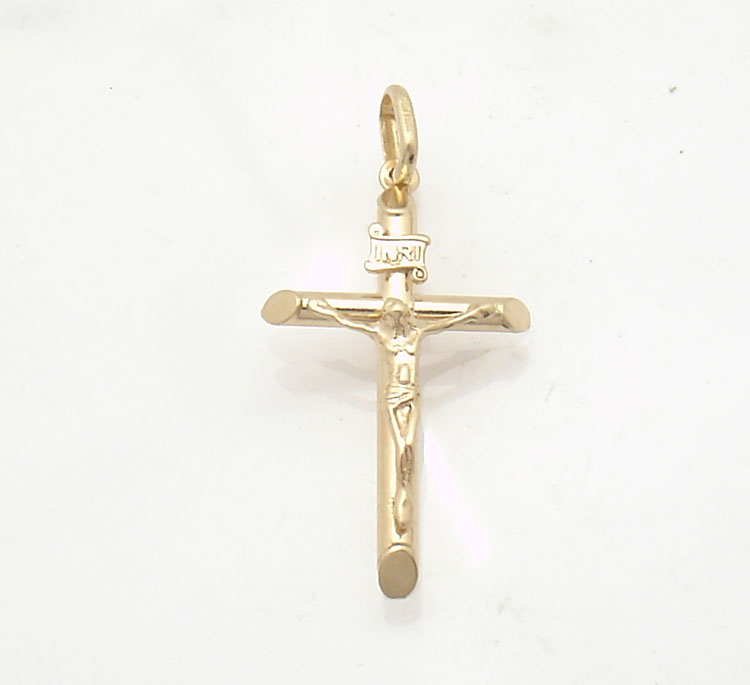 3D Italian Cross Crucifix Charm Pendant Jesus Real 14K Yellow Gold 1 ...