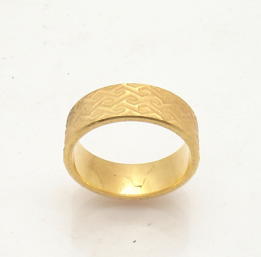 Size 8 Technibond Textured Ring 14K Yellow Gold Clad Solid 925 Sterling ...