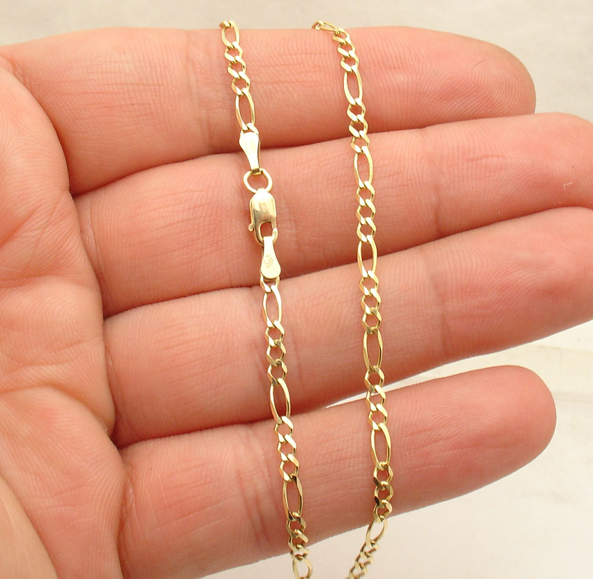 10" Solid Figaro Link Ankle Bracelet Anklet Real 14K Yellow Gold 2.6mm | eBay