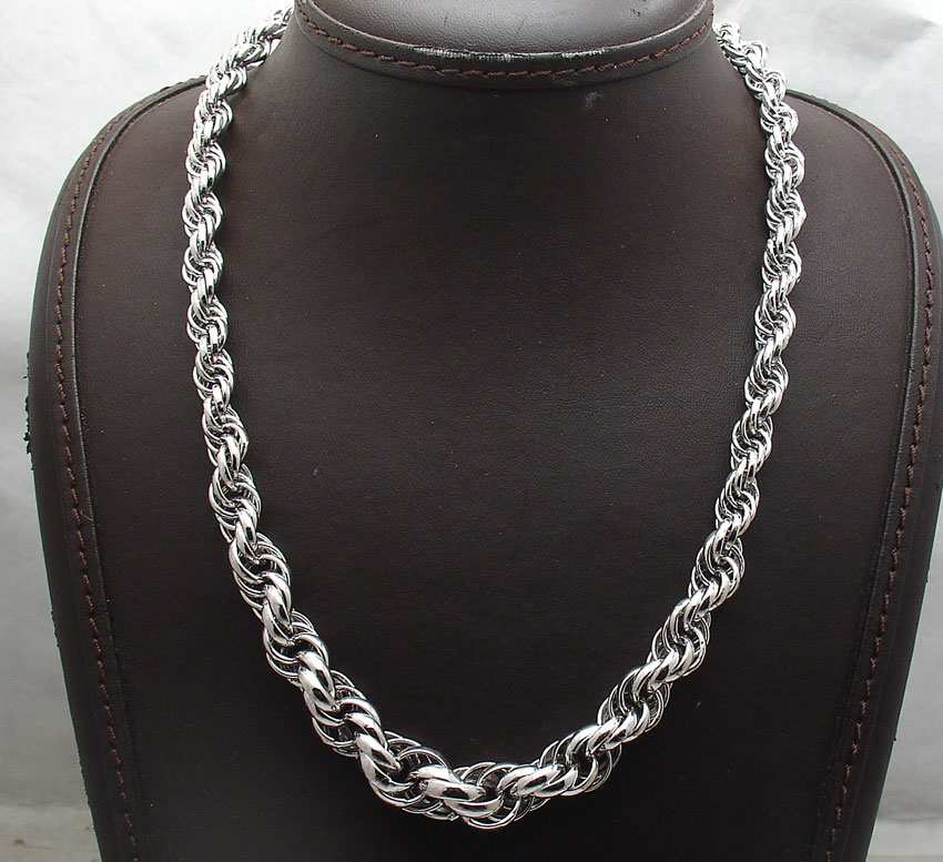 Technibond Graduated Twisted Rope Link Chain Necklace Platinum Clad