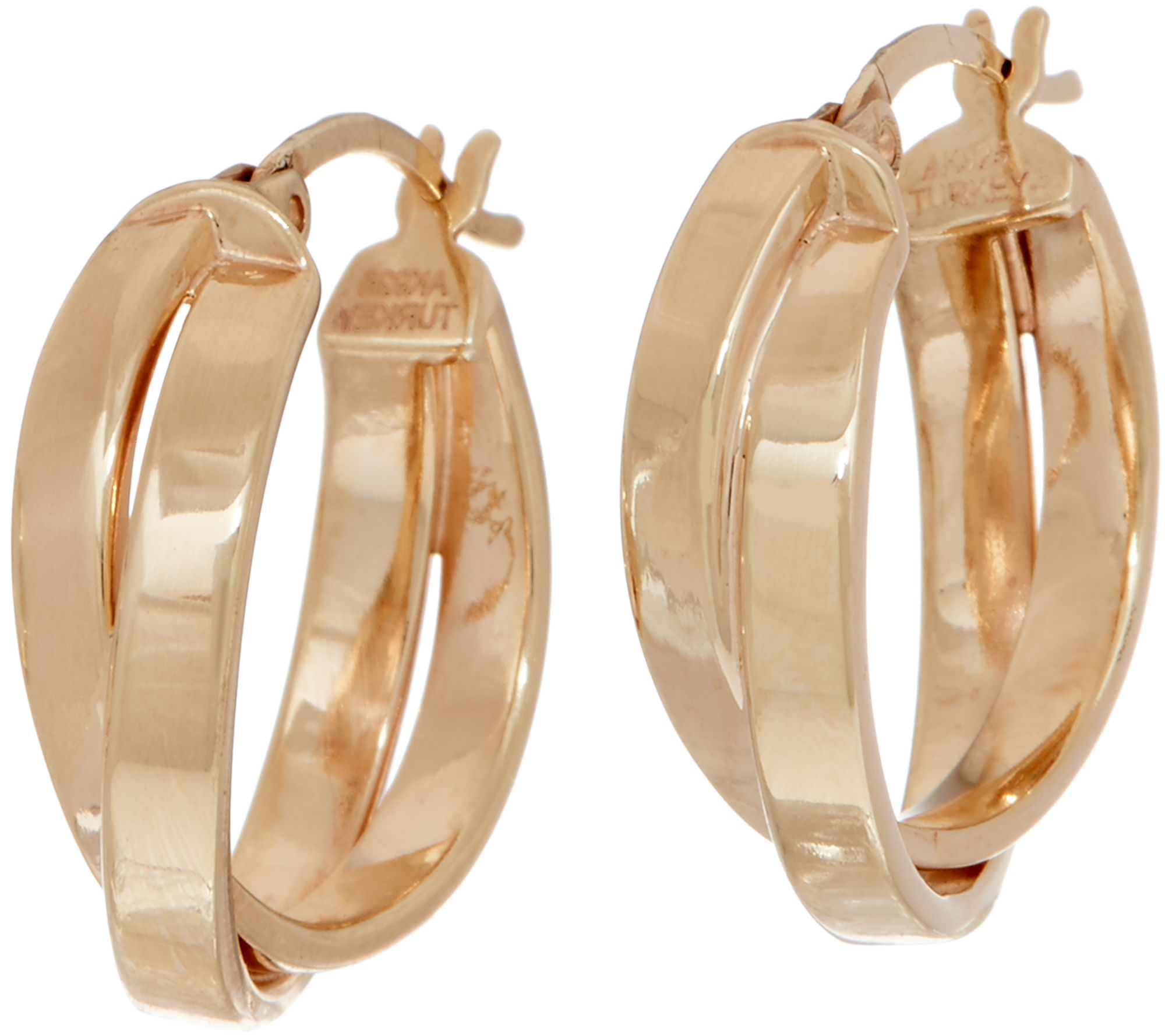 Polished Crossover Hoop Earrings 14K Yellow Gold Clad Real Sterling ...