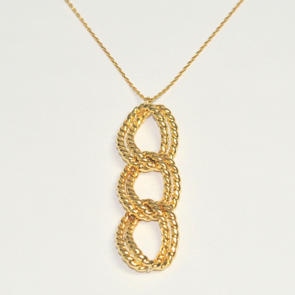 Technibond Twisted Cuban Pendant Chain 14K Gold 925  