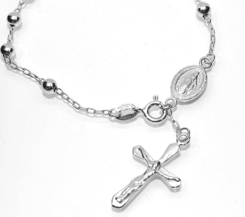 4mm Platinum Clad Anti Tarnish Rosary Bracelet 925 Sterling Silver 